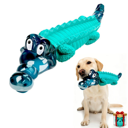 Indestructible Dog Chew Toy for Large & Medium Dogs - Tough Rubber Crocodile Chew Toy with Milk Flavor & Dental Ridges, Durable Dog Toys for Aggressive Chewers 20-100 lbs, Reduces Anxiety & Boredom