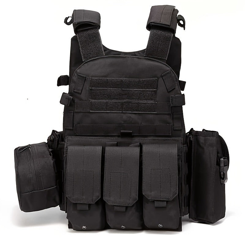 Tactical MOLLE Vest 6094 Adjustable Combat Chest Rig with Multi-Pocket System for Outdoor Hunting Training Airsoft CS Wargame Hiking Camping
