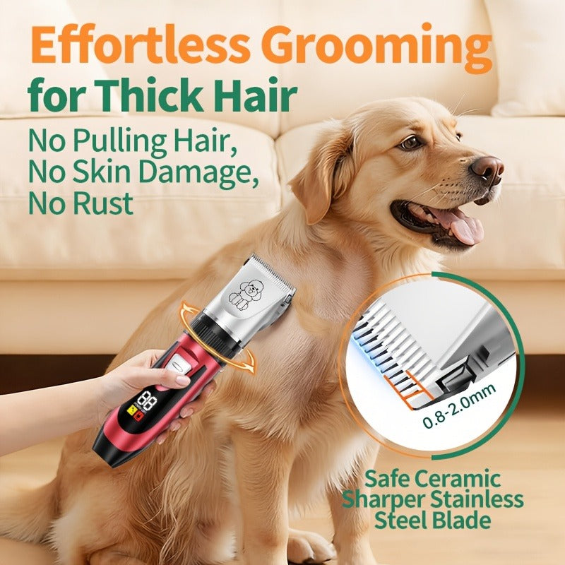 Pet Hair Clipper Cordless Adjustable Comb - Silent Low Noise Rechargeable Electric Dog Cat Grooming Scissors Set, Multiple Style Options, USB Charging Wireless Pet Trimmer for Dogs Cats