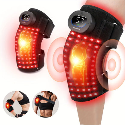 Red Light Therapy Knee Brace with Vibration Massage – 660nm & 850nm Infrared Light, 3 Massage Levels, 5 Light Modes, Joint Pain Relief & Muscle Recovery for Knee Elbow Shoulder with Extension Band