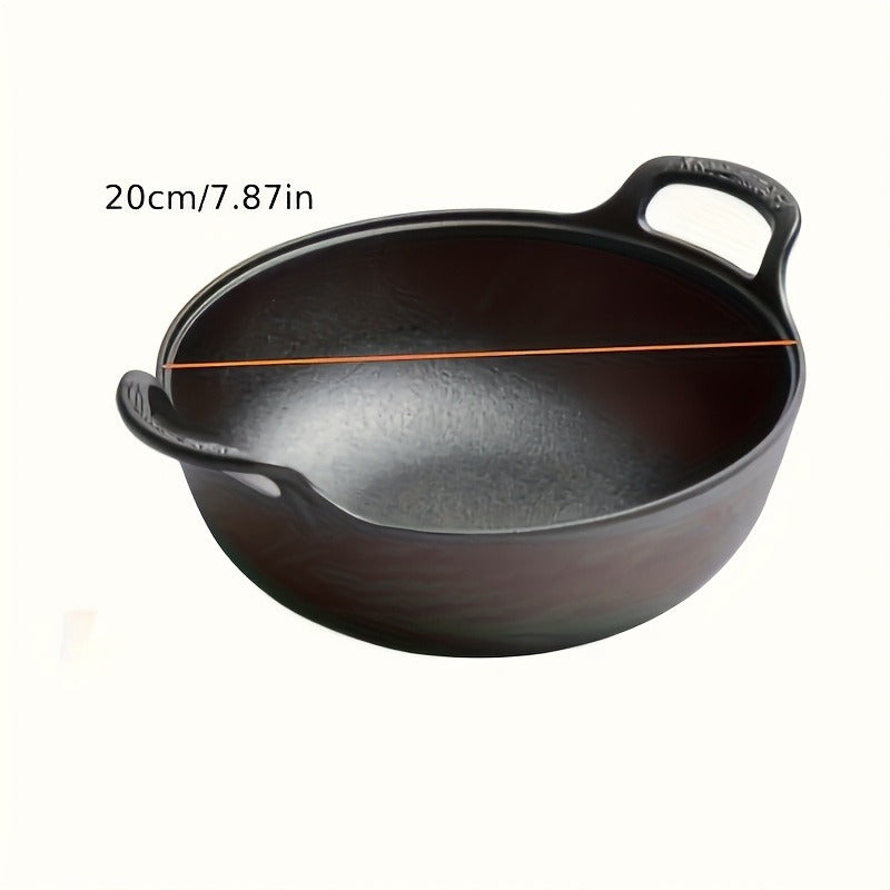 Cast Iron Frying Pan 20cm Pre-Seasoned with Dual Handles - Non-Stick Oven Safe Skillet for Outdoor BBQ, Camping & Stovetop Cooking - Compact Multi-Functional Cast Iron Skillet