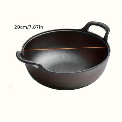 Cast Iron Frying Pan 20cm Pre-Seasoned with Dual Handles - Non-Stick Oven Safe Skillet for Outdoor BBQ, Camping & Stovetop Cooking - Compact Multi-Functional Cast Iron Skillet