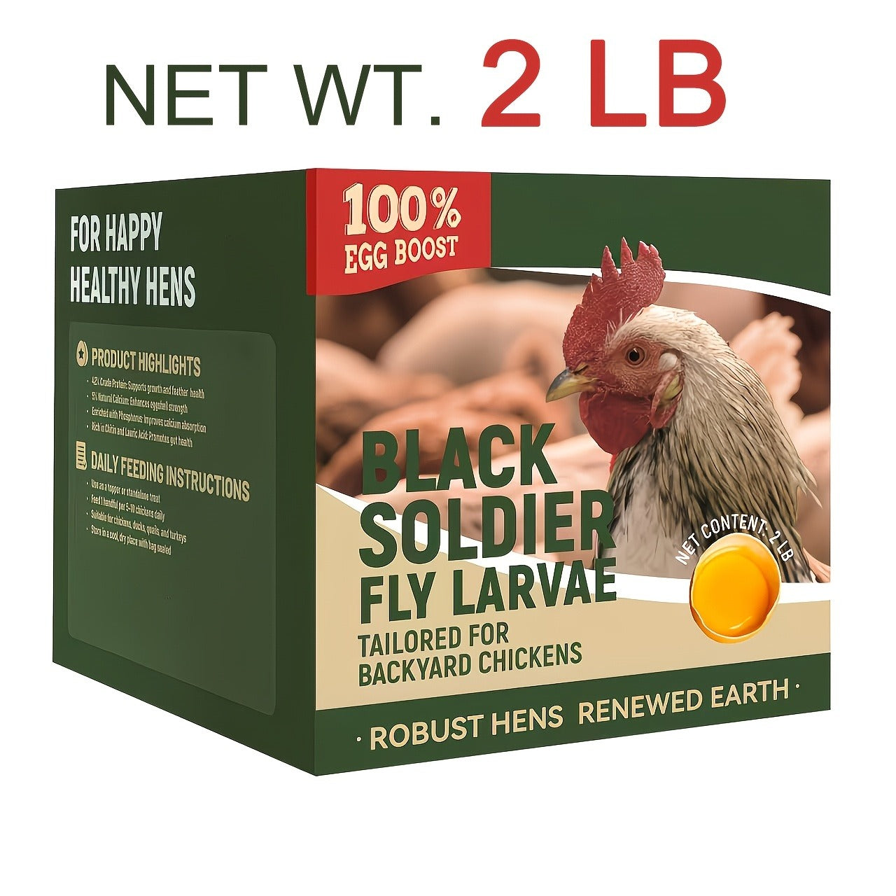 Dried Black Soldier Fly Larvae for Chickens - High Protein BSF Larvae Treats with Calcium for Laying Hens Ducks Quail Birds Reptiles Non-GMO Natural