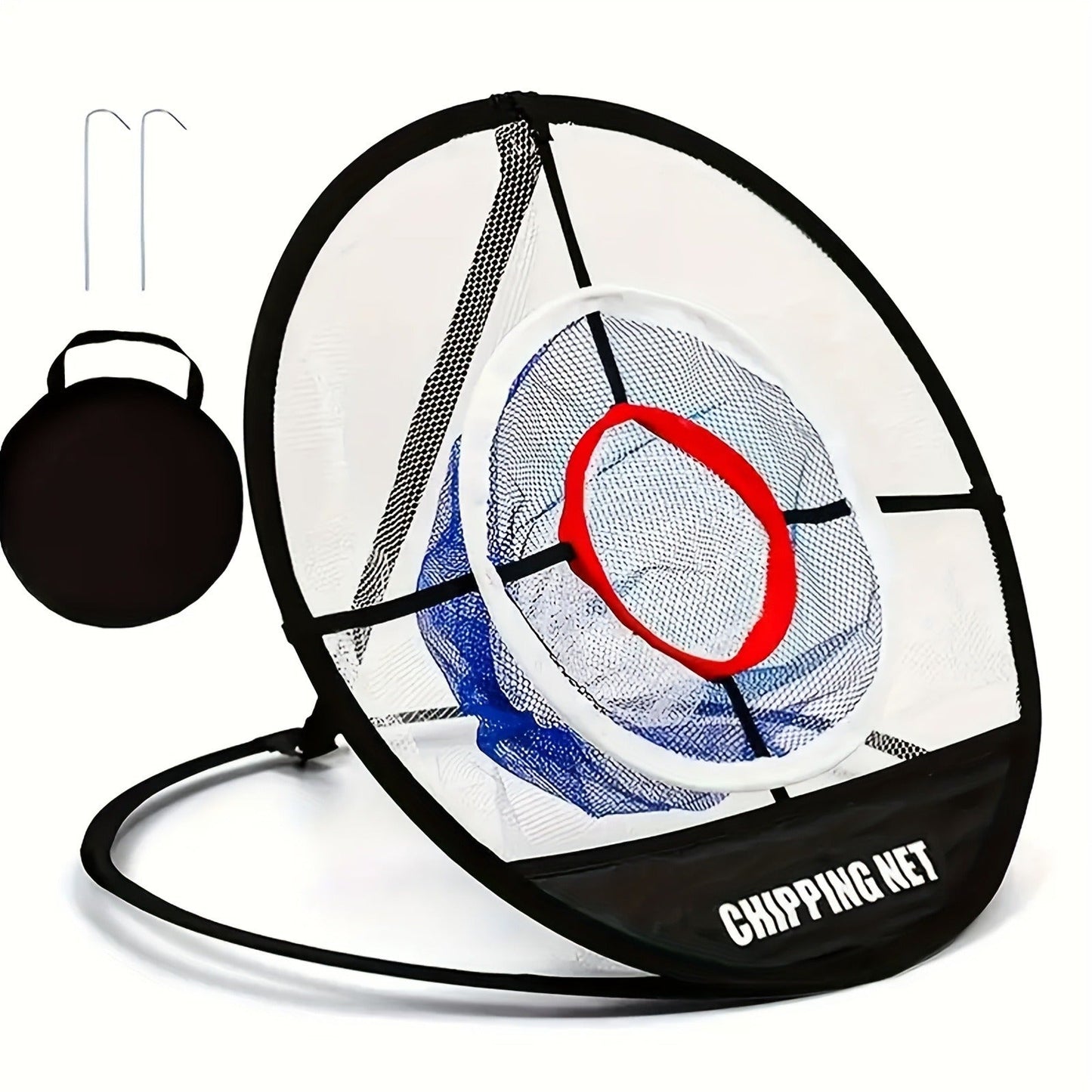 Portable Folding Golf Ball Pick Up Net – Golf Training Target Retrieval Net with Fixing Tool for Indoor & Outdoor Swing Practice, Durable Foldable Golf Chipping Net for Backyard & Driving Range