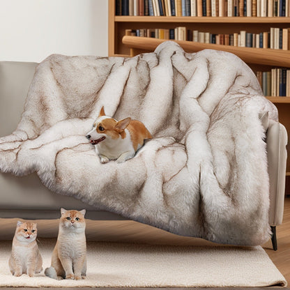 Faux Fur Throw Blanket 1060GSM Luxury - Super Soft Reversible Plush Mink Blanket for Bed Couch Sofa, Oversized Heavy Weight Cozy Blanket, Leopard Animal Print & Solid Colors, Throw & Twin Size
