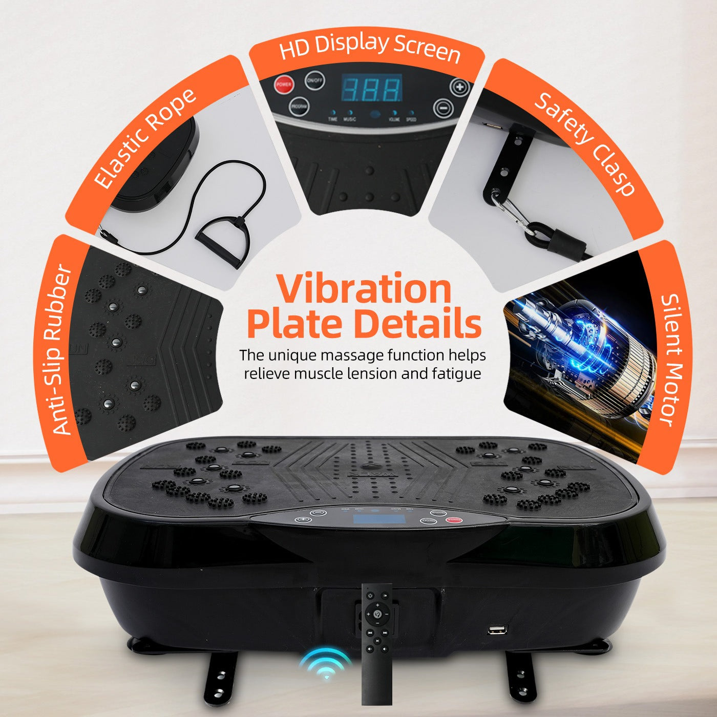 Vibration Plate Exercise Machine 120 Speed Levels – 5 Resistance Bands, LCD Display, Remote Control, 3 Workout Programs – Full Body Shaker for Weight Loss & Fat Burning, Women & Men