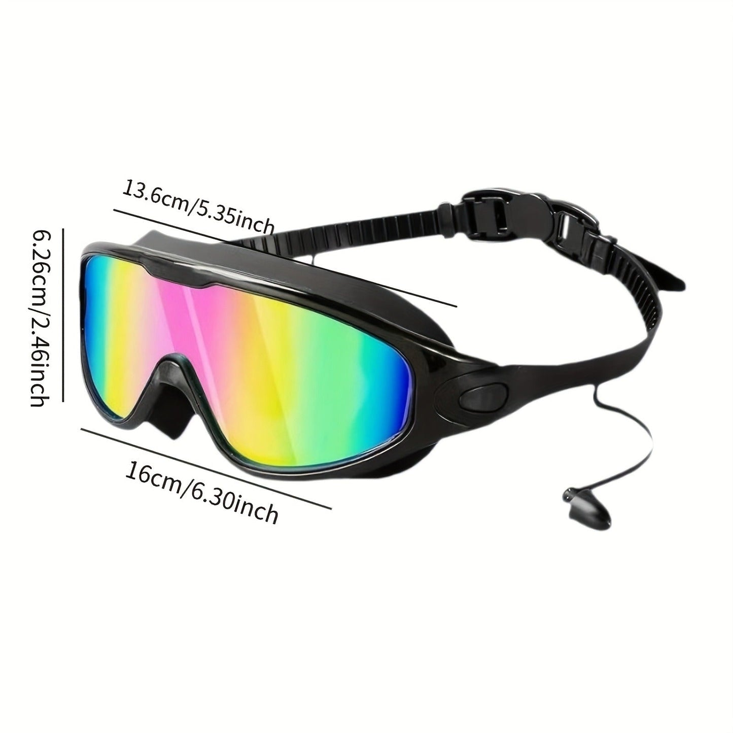 Swimming Goggles Set 6-in-1 with Case & Waterproof Bag - UV Protection Iridescent Coated PC Lens, Silicone Strap, PU Swim Cap, Nose Clip & Earplugs Included, Wide View Swim Goggles for Adults & Youth