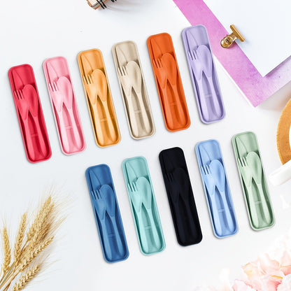 Reusable Travel Utensils Set with Case Bulk 77 Sets – Wheat Straw Portable Cutlery Kit with Spoon Knife Fork for Lunch Box, Picnic, Camping, Office & Christmas Operation Gifts (Bright Colors)