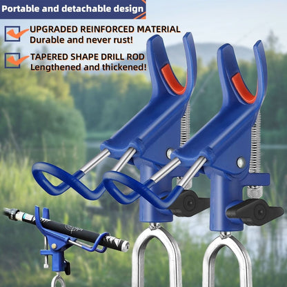 Fishing Rod Holder Ground Stake 360° Adjustable 2pcs Set, Heavy Duty Shore & Beach Rod Bracket Stand for Surf Fishing, Bank Fishing & Outdoor Angling, Reinforced Pole Support Holder