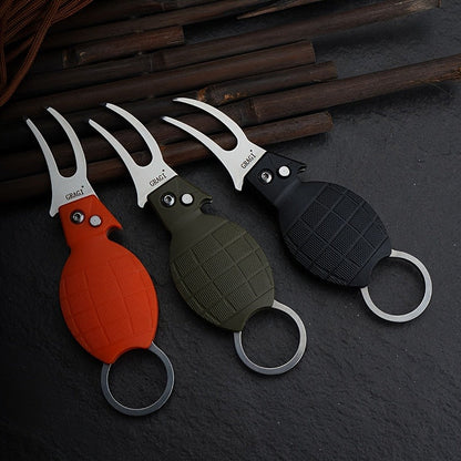3-in-1 Golf Divot Tool Set with Whistle Keychain Clip EDC Multi-Tool Spring Button Opening Pocket Outdoor Survival Accessory