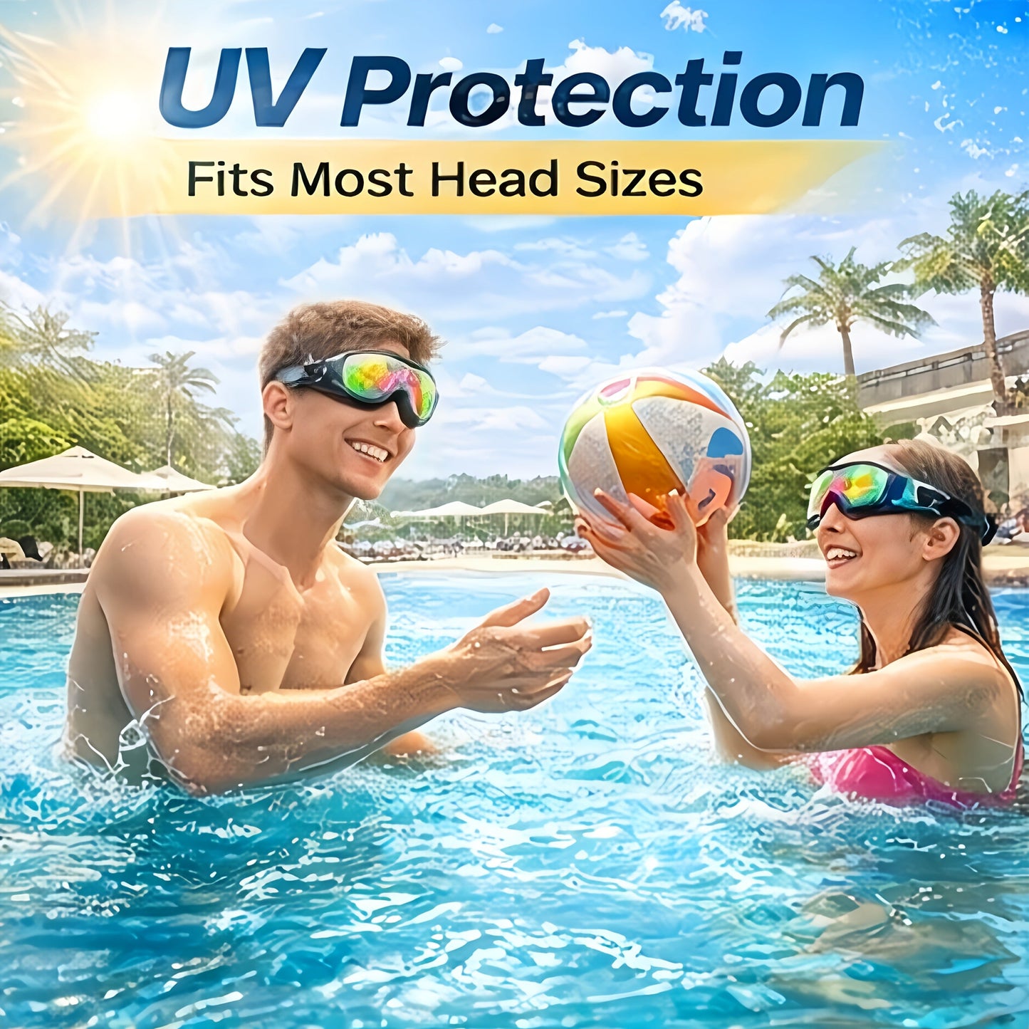 2 Pack HD Anti-Fog Swim Goggles – Leak-Proof Wide Vision, UV Protection Mirrored Lens, Comfortable Fit for Men Women Adults, with Earplugs Nose Clip Case & Waterproof Bag