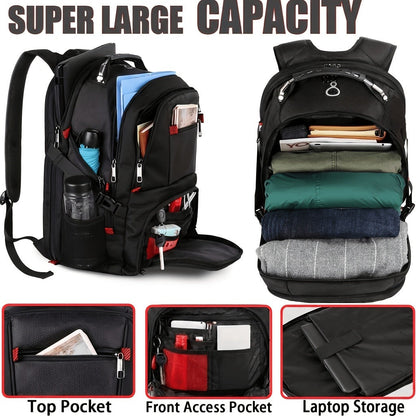 Large Laptop Backpack 50L – Fits 17 Inch Computer, Airline Approved Carry On, 3-Compartment Travel & College Backpack for Men Women | 8 Colors, Breathable Mesh Straps
