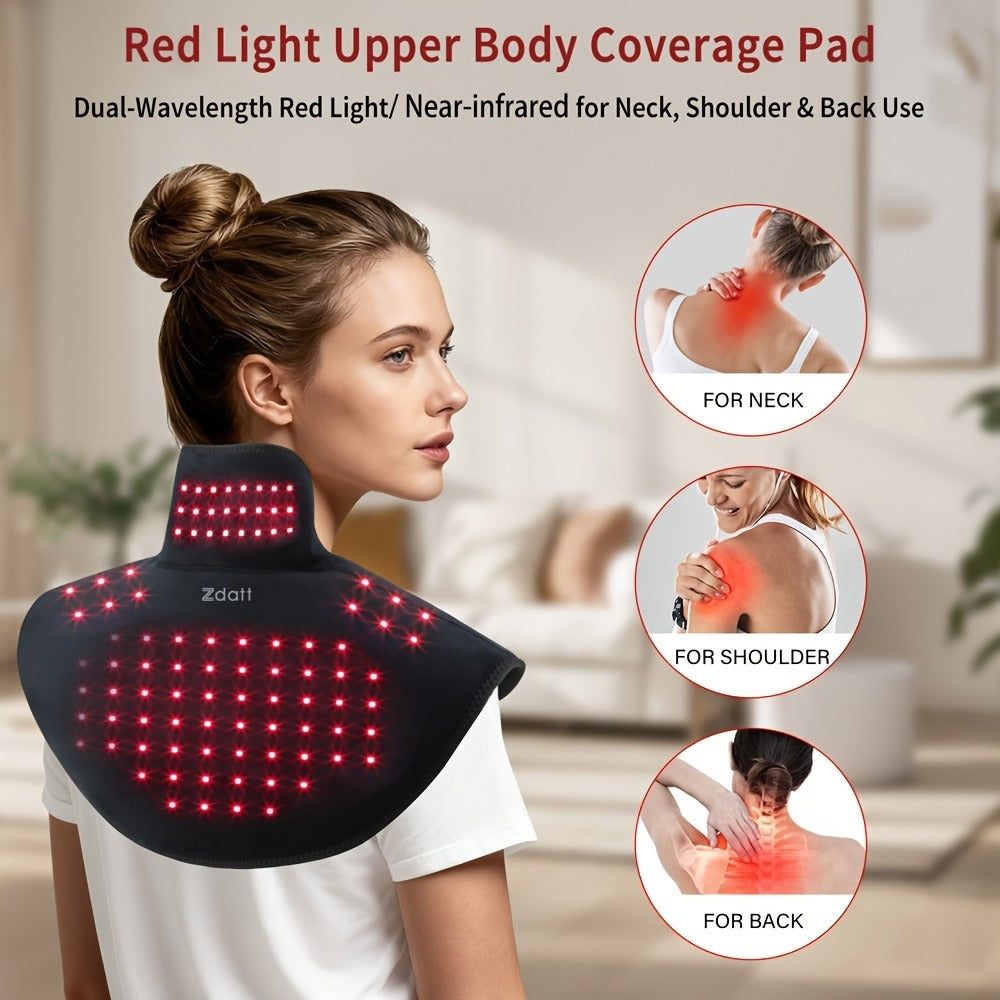 Red Light Therapy Shoulder Wrap with Dual Wavelength 660nm & 850nm Near-Infrared – 116 LED Wearable Device for Neck, Shoulder & Back Relief, 3 Wellness Modes, 5000mAh Battery, Remote Control