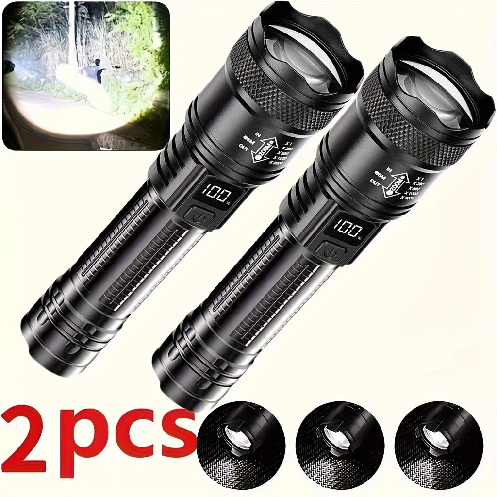 Zoomable Rechargeable Flashlight 800 Lumen High Power LED Torch Adjustable Beam for Camping Fishing Hunting Emergency EDC