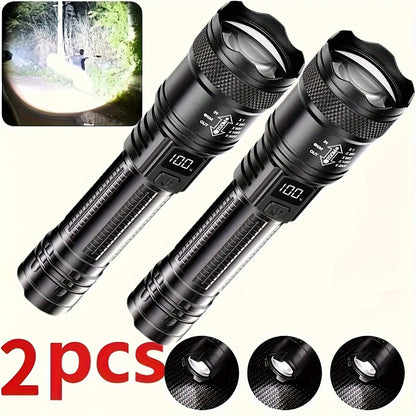 Zoomable Rechargeable Flashlight 800 Lumen High Power LED Torch Adjustable Beam for Camping Fishing Hunting Emergency EDC