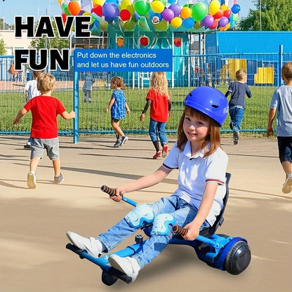 Hoverboard Go Kart Seat Attachment Kit for Kids 6.5"-10" Self Balancing Scooter Conversion Accessories with Off-Road Tires, Shock Absorber & Dual Footrests – Sturdy Metal Frame, Easy Install, Fun Ride