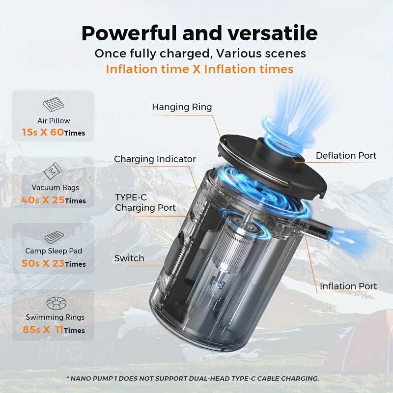 Portable Electric Air Pump USB Rechargeable 800mAh