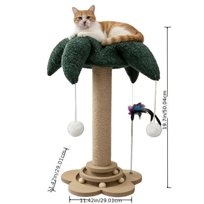 Cat Scratching Post Sisal Vertical Clown Hat Design, Wear-Resistant Cat Scratch Board with Cat Climbing Frame & Teaser Toy, Fun Shaped Cat Scratcher for Indoor Cats, Millet & Turtle Shape, Green