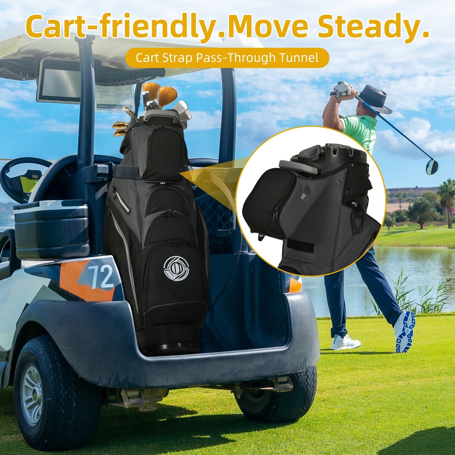 Hard Shell Golf Bag Armored Protective 900D High-Density Oxford Cloth Large Capacity Professional Equipment Travel Bag 105x27x38cm Deep Grey Business Color Matching