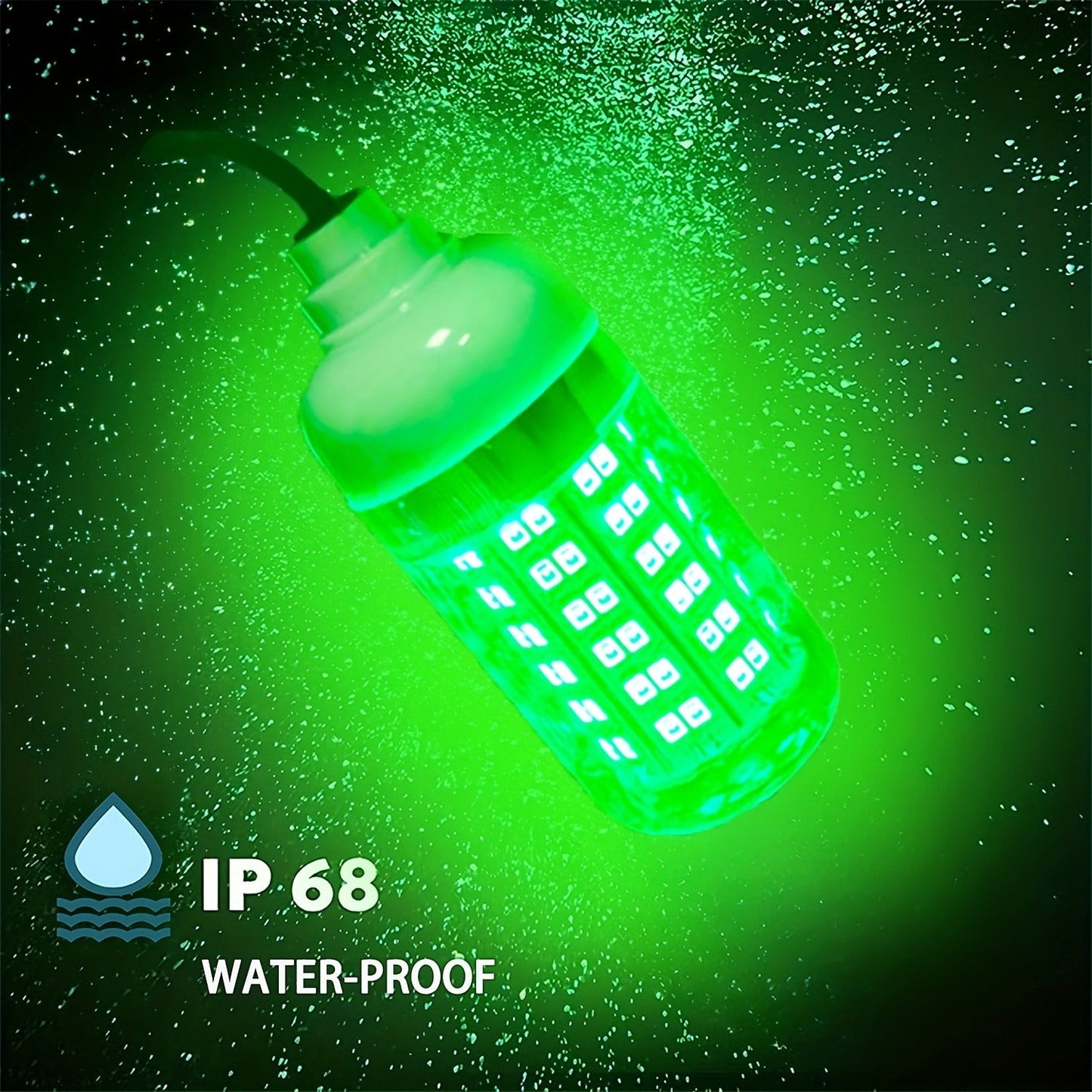 108 LED Underwater Fishing Light – IP68 Waterproof Night Fishing Lure Light with USB Connector & 16.4ft Cable, Super Bright Submersible Fish Attracting Light for Boat, Ice Fishing & Night Fishing (Green/White)