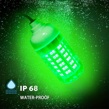 108 LED Underwater Fishing Light – IP68 Waterproof Night Fishing Lure Light with USB Connector & 16.4ft Cable, Super Bright Submersible Fish Attracting Light for Boat, Ice Fishing & Night Fishing (Green/White)