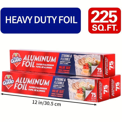 Heavy Duty Aluminum Foil Roll 12 Inch Wide Restaurant Grade – Food Safe Disposable Wrapping for Burritos, Hot Dogs & Sandwiches | Pack of 2 (300 Sq Ft) or Pack of 3 (225 Sq Ft) for Food Service & Catering