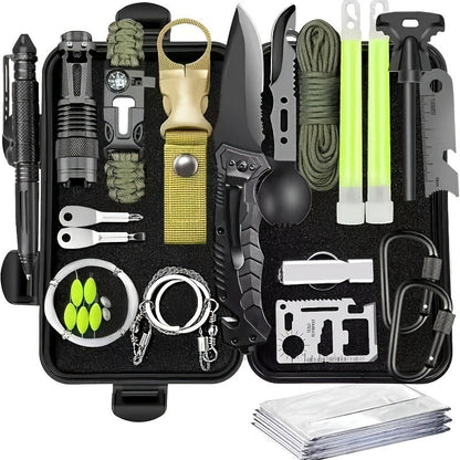 Tactical Knife Set 28-in-1 Survival Equipment – Men's Outdoor Tool Kit for Camping, Hunting, Fishing & Hiking | Perfect Father's Day Gift for Dad & Husband