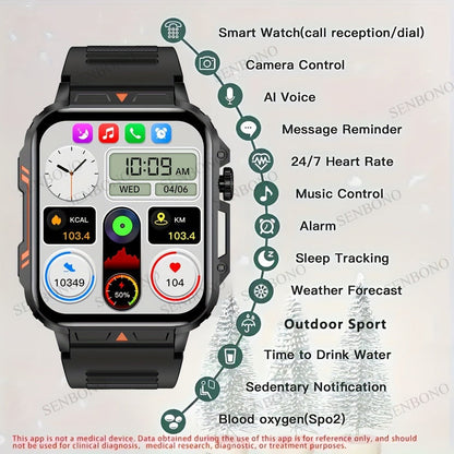 Smartwatch with Wireless Calling – 1.95" HD Display, 100+ Sport Modes, IP68 Waterproof, Step & Calorie Tracker | SENBONO Men & Women