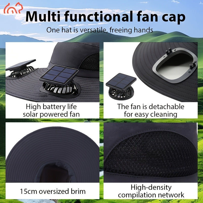 Solar Powered Dual Fan Sun Hat with USB Charging – Adjustable Strap, Breathable Mesh Design, High Airflow, Long Battery Life, Ideal for Fishing Hiking Camping Gardening Outdoor Work