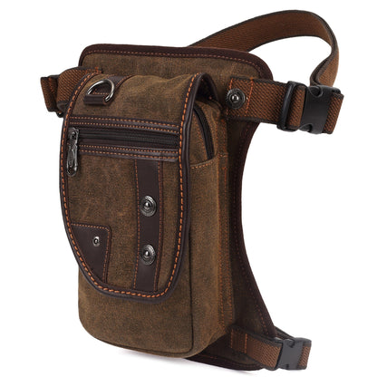 Vintage Canvas Sling Bag for Men Multifunctional Crossbody Chest Bag Waist Bag Shoulder Bag Leg Bag Hiking Outdoor Sports Travel Bag Adjustable Strap Dark Brown