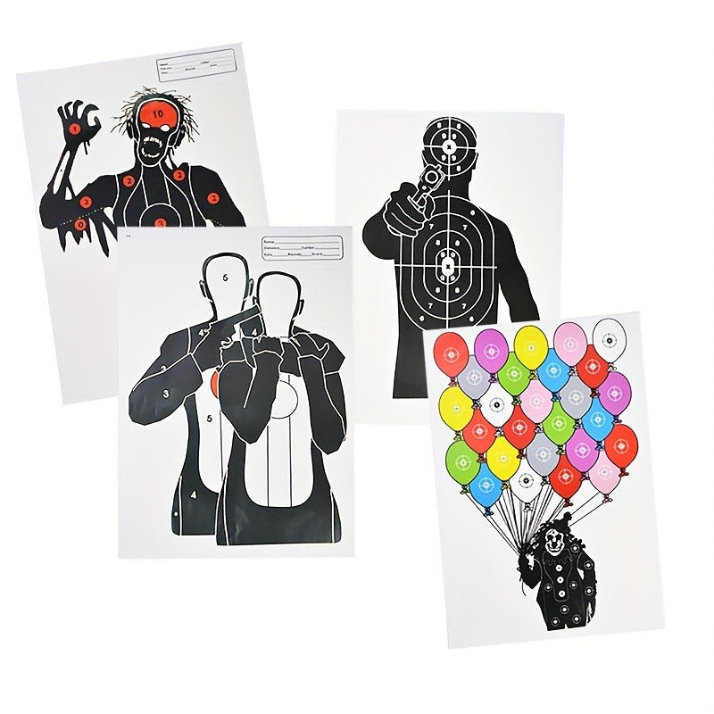 Shooting Target Paper 10 Pack 45x32cm Large Glossy, Archery Targets for Shooting Practice Accuracy Training, Skeleton Balloon Human Silhouette Target Sheets for Gun Bow Slingshot Range Outdoor Use