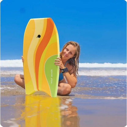 XPE Bodyboard 37'' or 41'' Crescent Tail Slick Rails EPS Core HDPE Bottom Wrist Leash for Kids Teens Adults Beach Ocean Pool Blue Orange