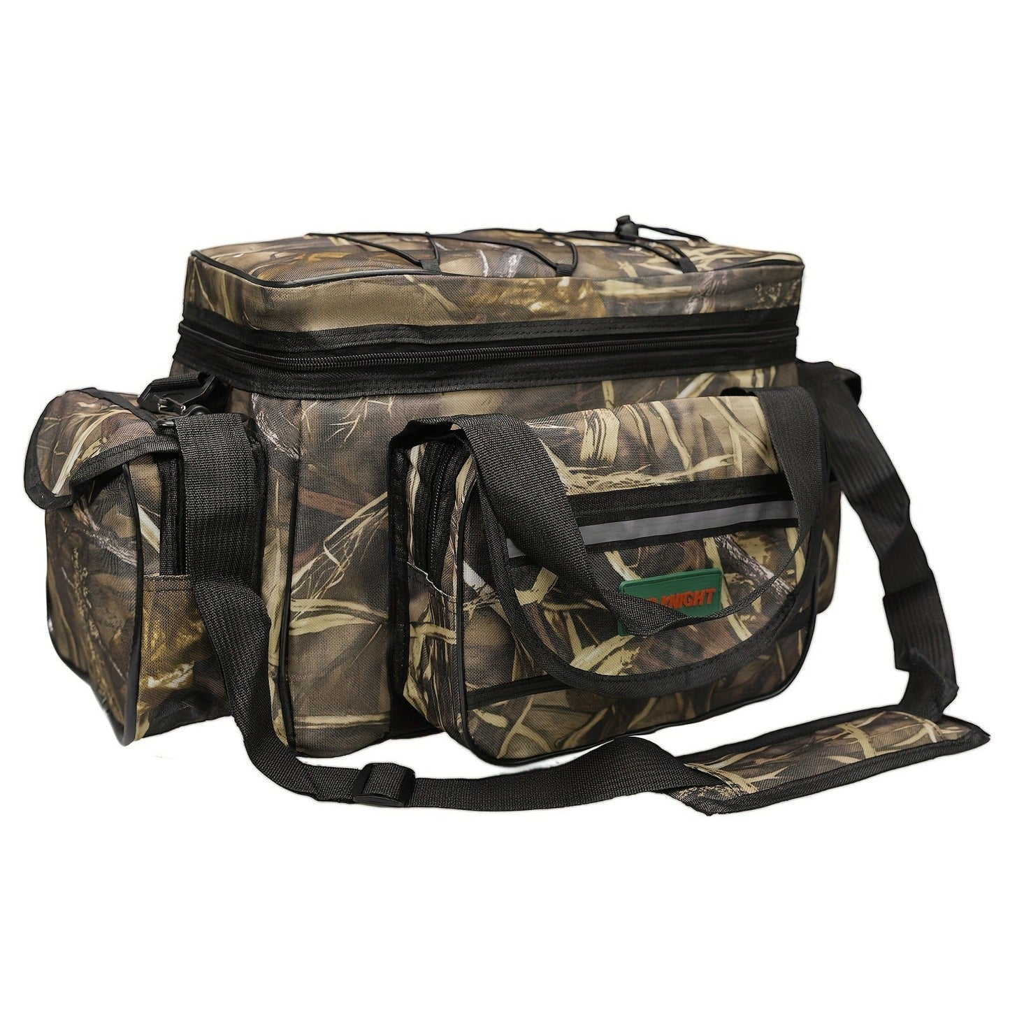 Fishing Tackle Bag Camo Durable Nylon Shoulder Carry Zipper Fishing Gear Storage Bag for Hiking Travel Outdoor Fishing Camouflage Multiple Colors