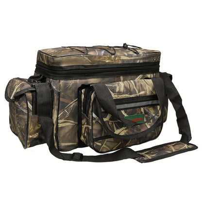 Fishing Tackle Bag Camo Durable Nylon Shoulder Carry Zipper Fishing Gear Storage Bag for Hiking Travel Outdoor Fishing Camouflage Multiple Colors
