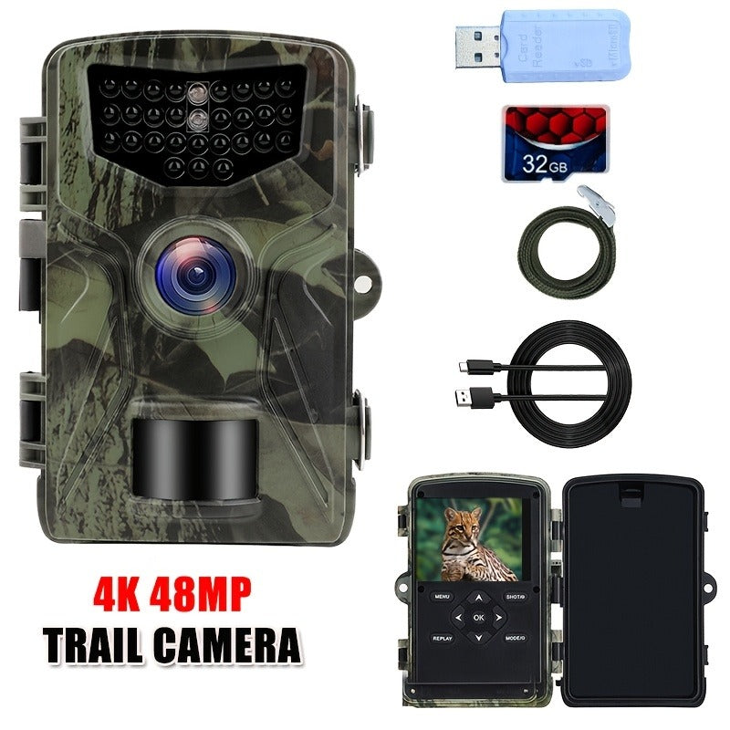 Trail Camera 48MP 4K Night Vision 0.2s Trigger 120 Degree Solar