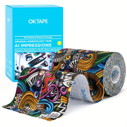 Kinesiology Tape Hypoallergenic 2 Rolls – 2" × 16.4ft Uncut DIY, Elastic Athletic Sports Tape for Joint Support, Breathable & Skin-Friendly