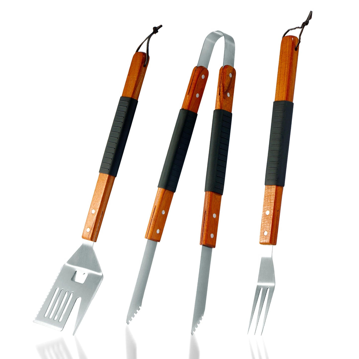 BBQ Grill Tool Set Stainless Steel – 430 Food-Grade Fork, Knife & Griddle Tools with Click Assembly Design – Outdoor Barbecue Utensil Kit for Camping, Backyard & Grilling