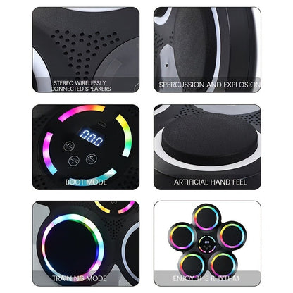 Wall-Mounted Music Boxing Machine – Smart LED Rhythm Trainer with Boxing Gloves, Touch Screen & Surround Sound for Home & Gym