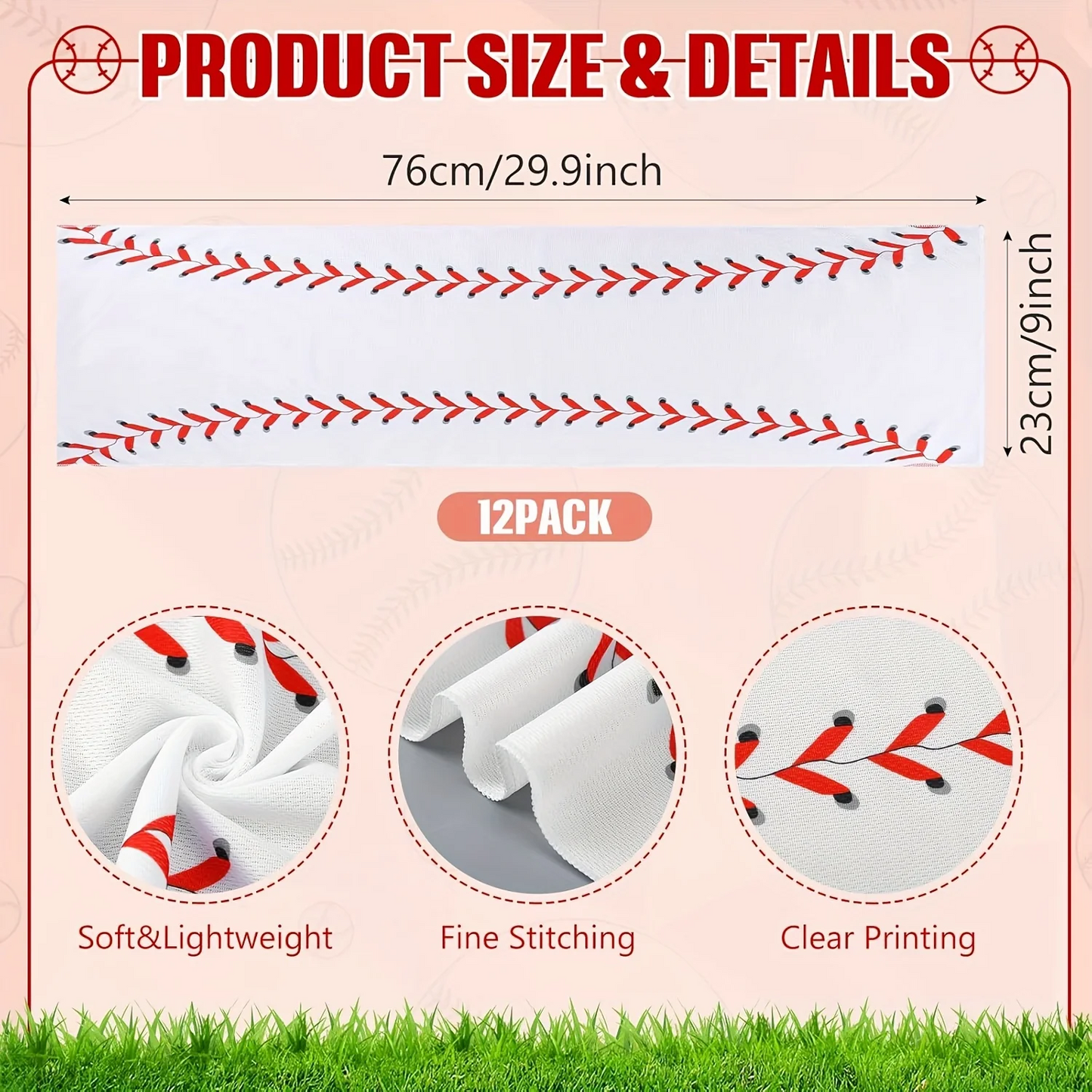 12 Pack Sport Cooling Towel Set 30"x9" Microfiber Chilly Sweat Rags for Baseball Softball Soccer Golf Gym Running Coach Team Gift - Breathable Quick Dry Ice Cold Towels for Athletes Men Women Kids
