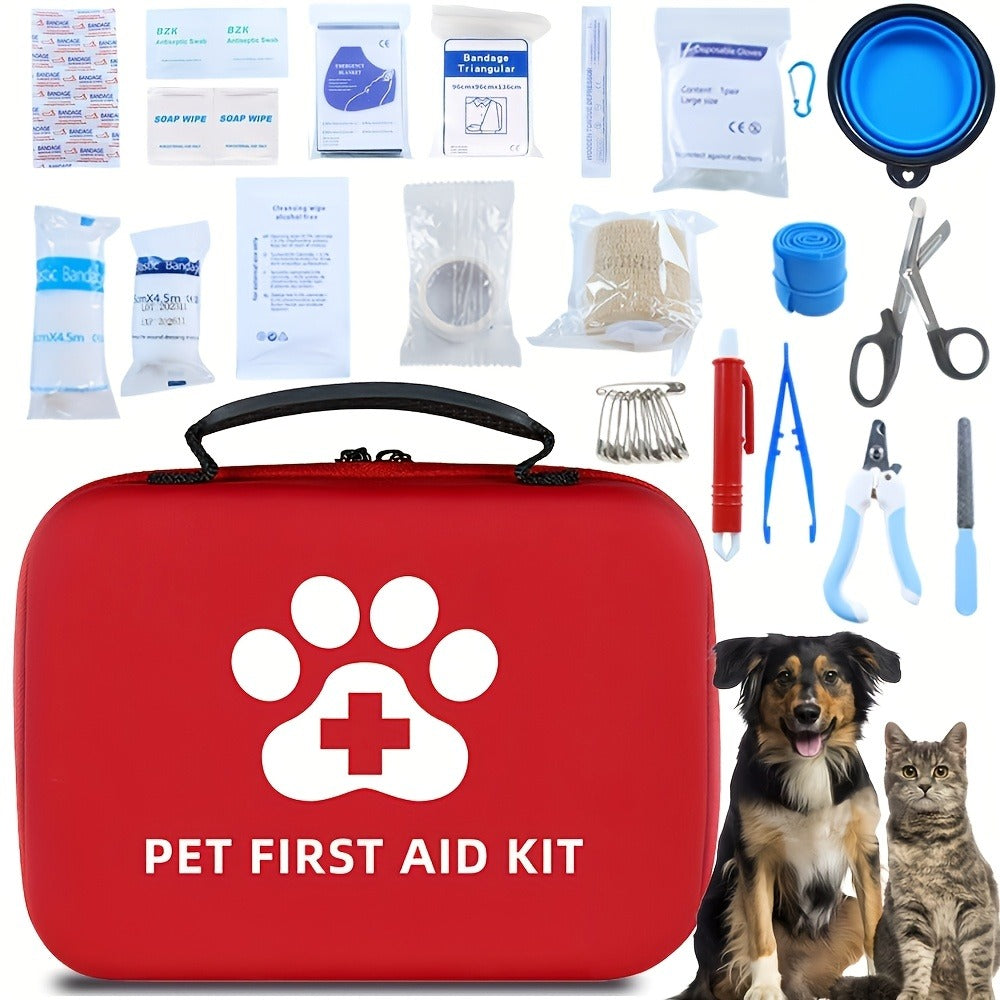 101-Piece Pet First Aid Kit with Portable Case - Multifunctional Emergency Dog & Cat Care Kit for Hiking, Camping, Backpacking, Hunting & Travel Outdoor Adventures
