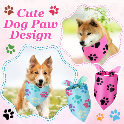 Dog Bandanas 50-Pack Paw Print Triangle Kerchief Bulk Set – Pet Costume Bibs for Dogs & Cats, Party Accessories for Grooming Salons, Puppy Photoshoots & Holiday Celebrations