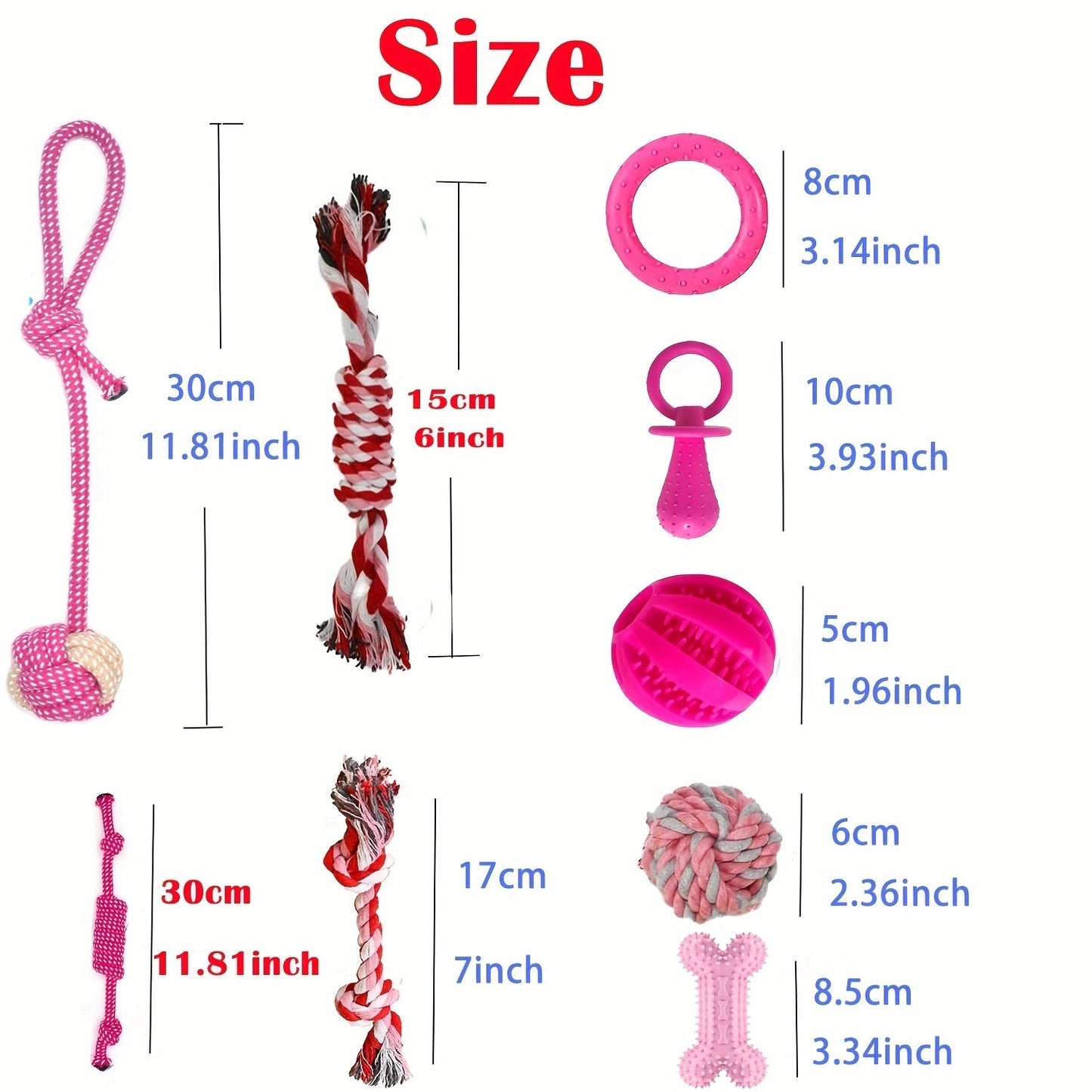 Puppy Teething Chew Toys Pink Bundle 5 or 8 Pack Soft Dog Toothbrush Toy & Interactive Chew Balls for Small Dogs - Cute Puppy Toy Set for Teething Relief & Dental Care