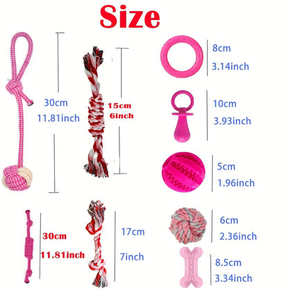 Puppy Teething Chew Toys Pink Bundle 5 or 8 Pack Soft Dog Toothbrush Toy & Interactive Chew Balls for Small Dogs - Cute Puppy Toy Set for Teething Relief & Dental Care