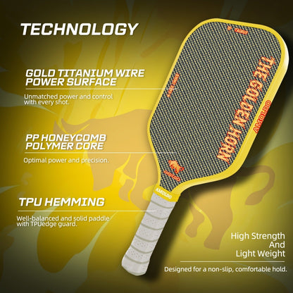 Titanium Pickleball Paddle 16mm Wire Woven Surface PP Honeycomb Core Hot Pressed Power Control Spin Pickleball Racket for Beginner Intermediate Advanced