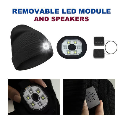 LED Knit Beanie with USB Rechargeable Lights – Light-Up Acrylic Knit Hat for Running, Hiking & Outdoor Activities, Stretchy Unisex Winter Beanie with Built-In LED Headlamp, Lightweight & Warm