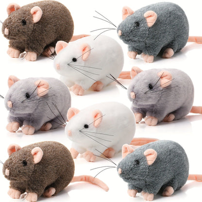 Realistic Fake Rat Cat Toys 8-Pack – 7 Inch Plush Mouse Toys for Cats, Cuddly Lifelike Mice Bulk Set in Mixed Colors