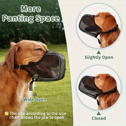Dog Muzzle Reflective Mesh 2 Pack Anti-Bite Full Coverage with Adjustable Straps, Soft Breathable Polyester Dog Mask for Grooming Vet Visits Walking, Sizes M L XL XXL, Black
