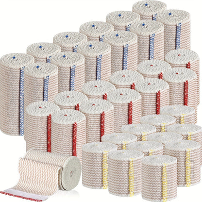 48pcs Elastic Compression Bandage Wrap Set – 2", 3" & 4" Reusable Self-Closure Stretch Bandage Rolls for Sports, Sprains, Swelling & Injury Recovery, Washable & Breathable Athletic Wrap