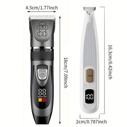 Pet Grooming Kit with Quiet Rechargeable Clippers - Cordless Electric Shaver & Complete Tool Set for Dogs and Cats, Low Noise Home Grooming with Digital Display Option