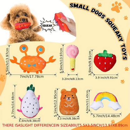 Squeaky Plush Dog Toys 80pcs Bulk Set - Colorful Fruit & Animal Shaped Stuffed Toys for Small Medium Dogs, Teething Puppy Toys Variety Pack, Interactive Plush Chew Toys for Playtime & Boredom Relief